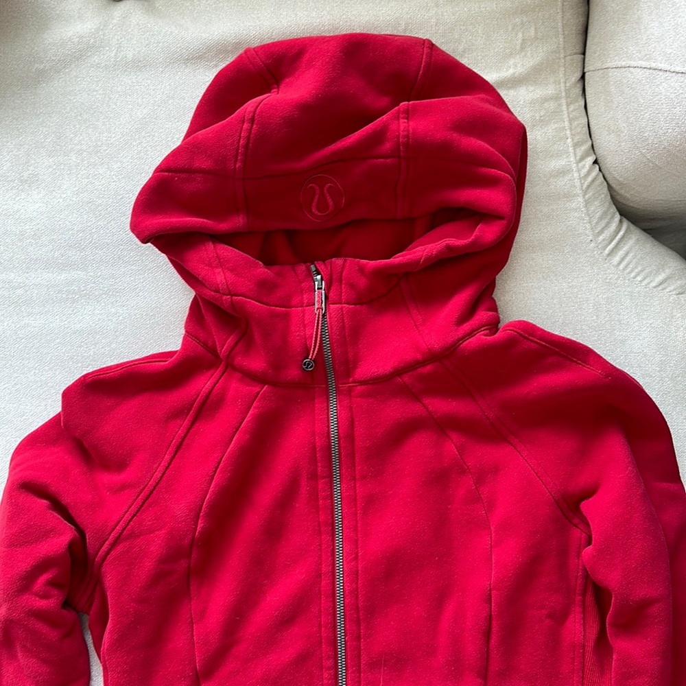 Lululemon red scuba zip up hoodie
